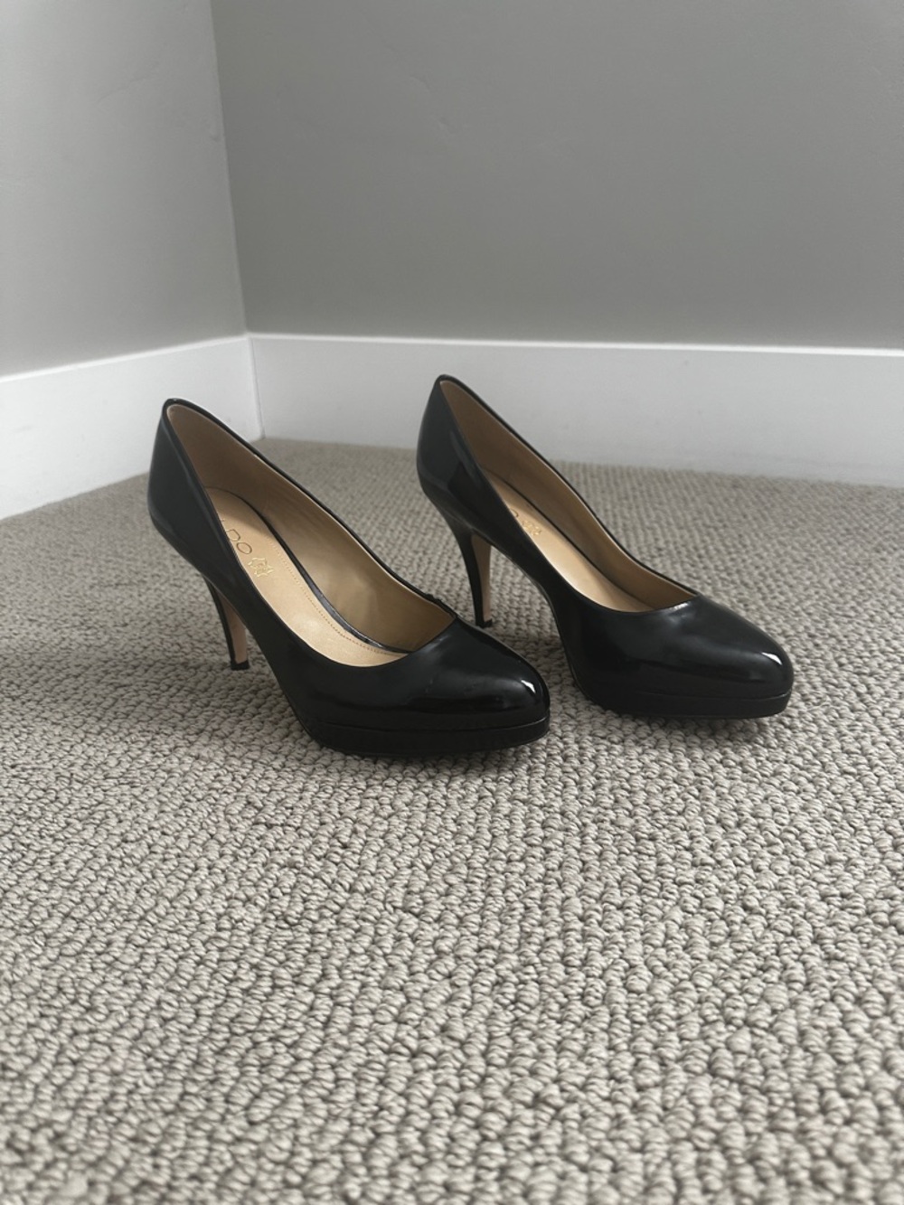 Aldo Black Patent Leather Platform Pumps